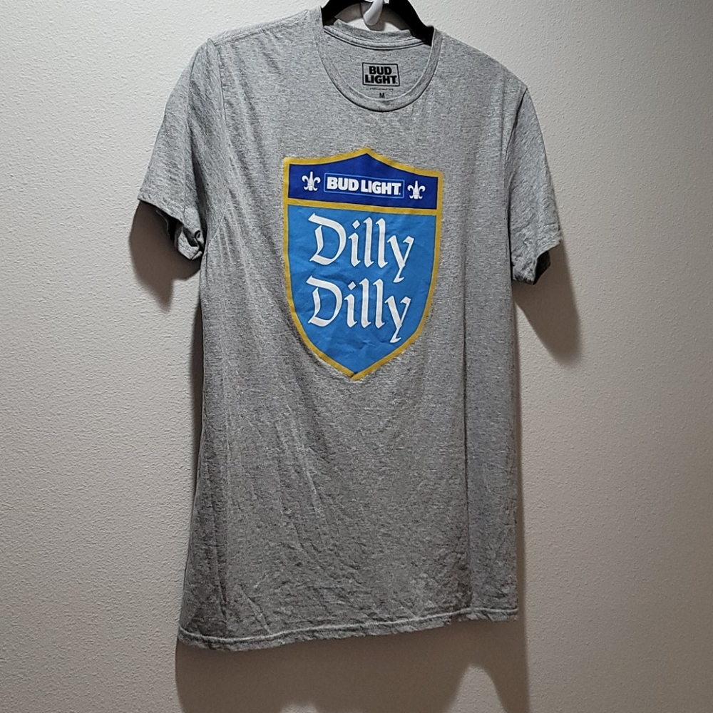 BUD LIGHT DILLY DILLY T-SHIRT BLUE & GREY MENS SHORT SLEEVE TOP SIZE MEDIUM - Picture 9 of 9